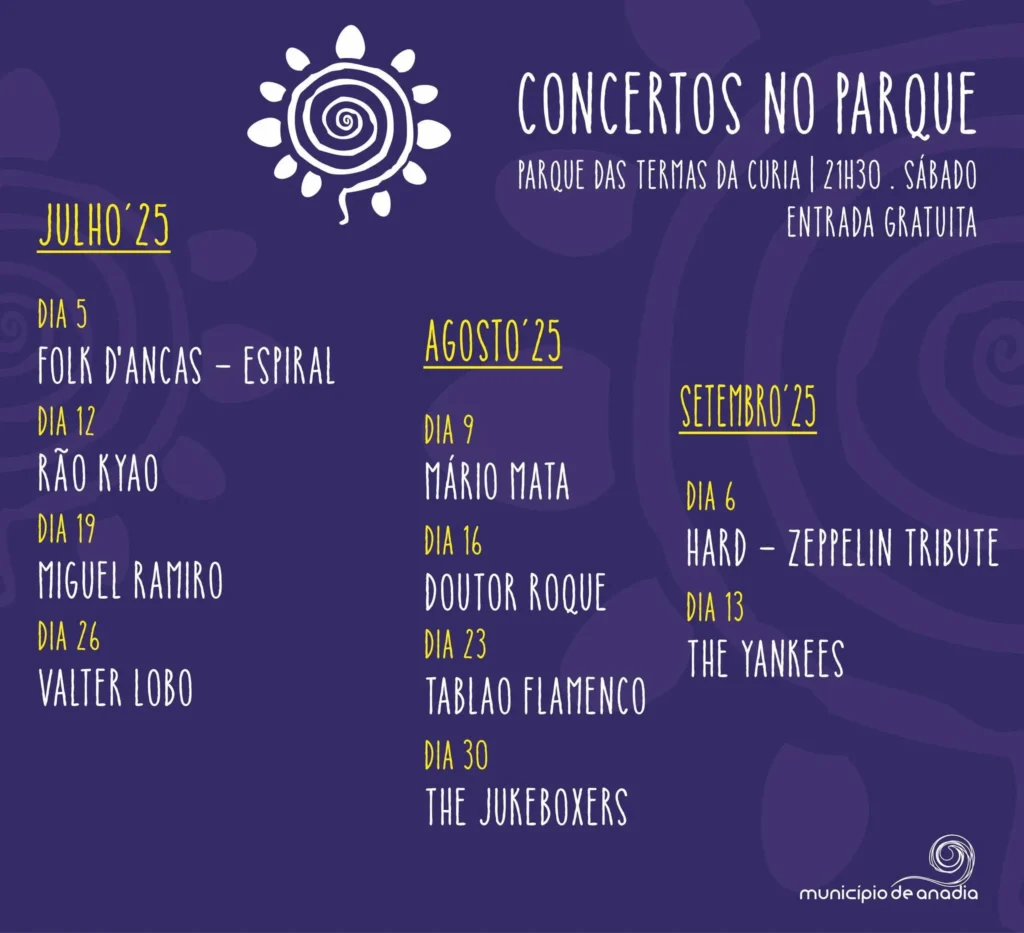 Concertos do Parque da Curia 2025 em Anadia
