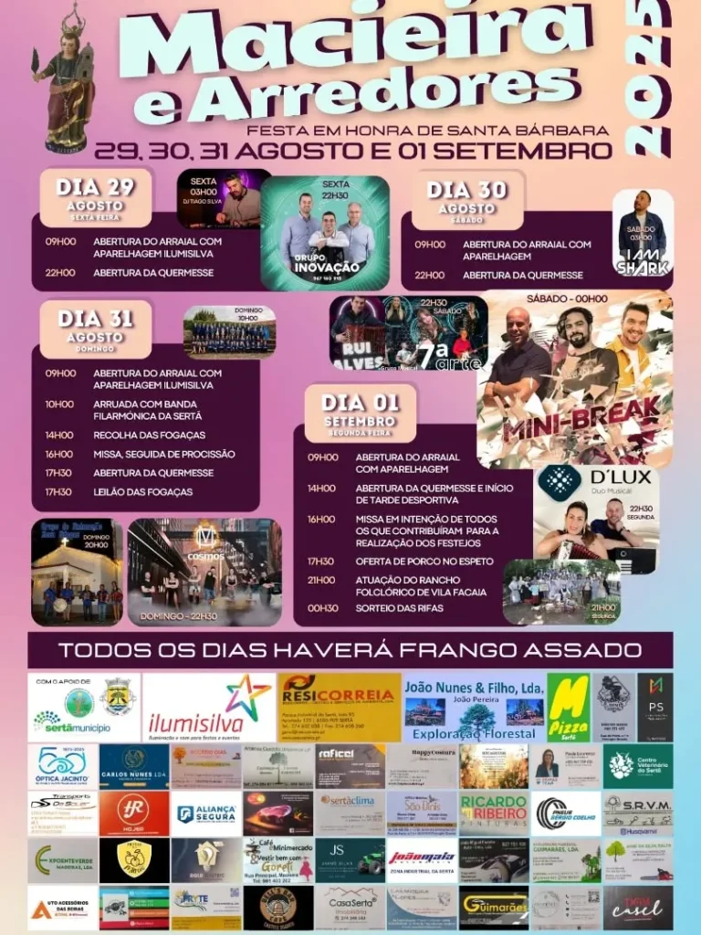 Festas de Santa Bárbara 2025 em Macieira