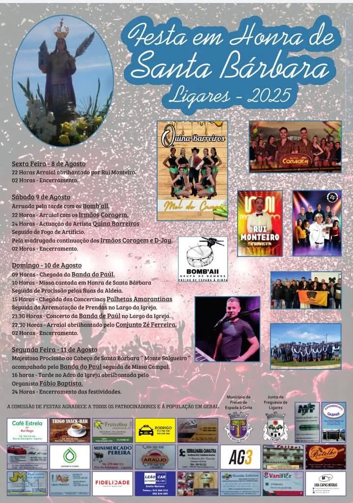 Festas de Santa Bárbara 2025 em Ligares