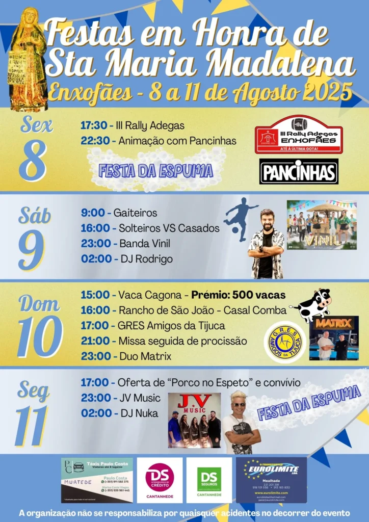 Festas de Santa Maria Madalena 2025 em Enxofães