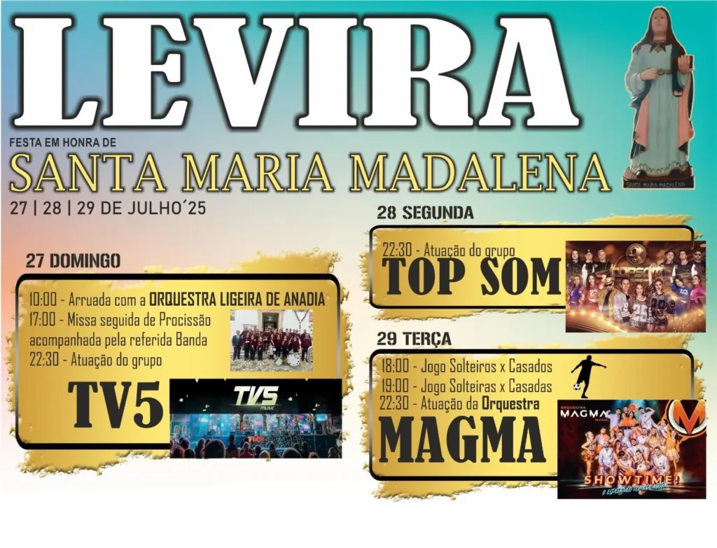 Festas de Santa Maria Madalena 2025 em Levira
