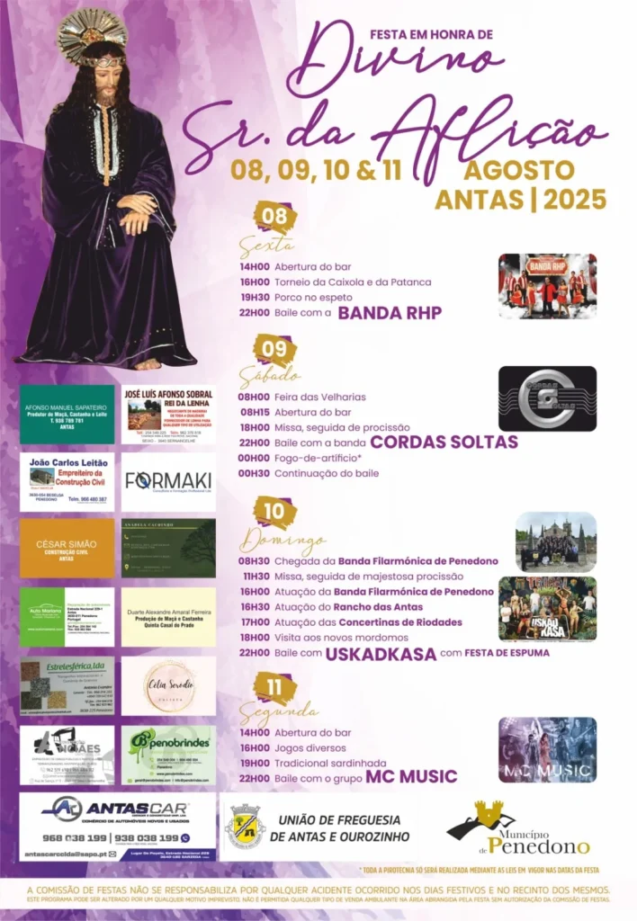 Festas da Senhora da Aflição 2025 em Antas