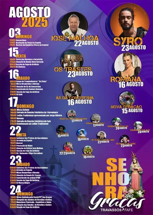 Festas da Senhora das Graças 2025 em Travassós