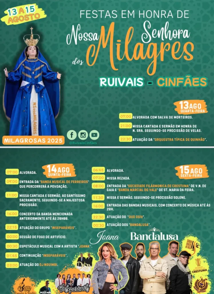 Festas da Senhora dos Milagres 2025 em Ruivais