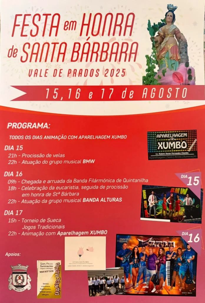 Festas de Santa Bárbara 2025 em Vale de Prados