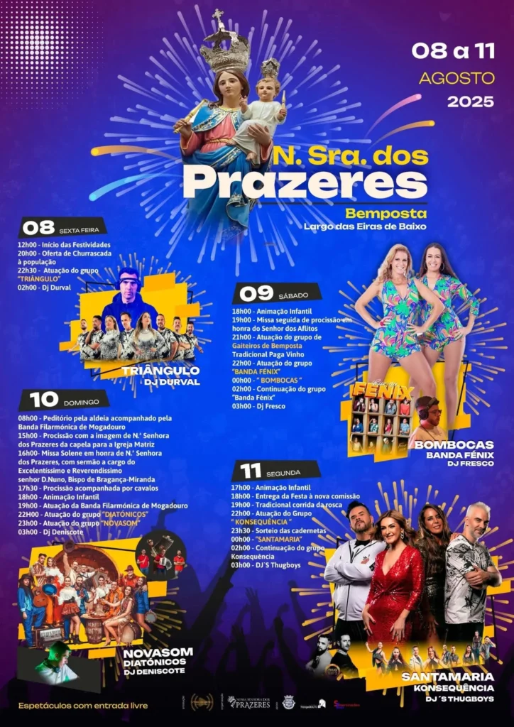 Festas da Senhora dos Prazeres 2025 em Bemposta