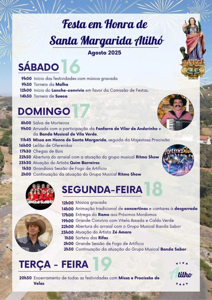 Festas de Santa Margarida 2025 em Atilhó