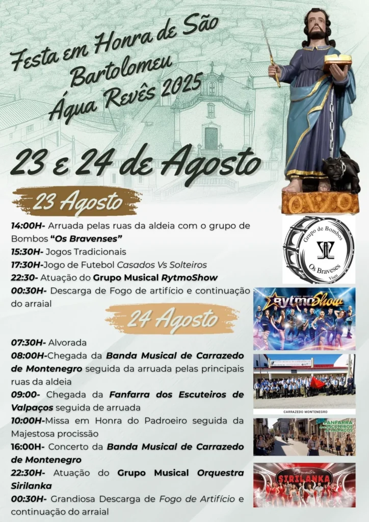 Festas de São Bartolomeu 2025 em Água Revês