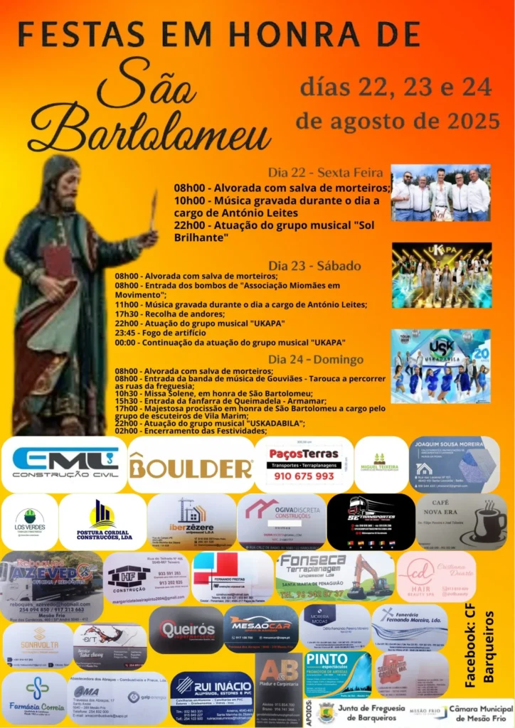 Festas de São Bartolomeu 2025 em Barqueiros