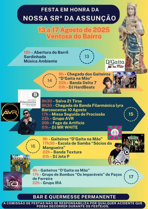 Festas da Senhora da Assunção 2025 em Ventosa do Bairro
