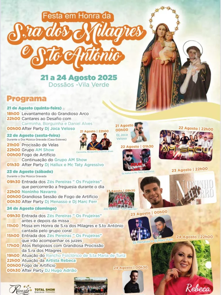 Festa da Senhora dos Milagres 2025 em Dossãos