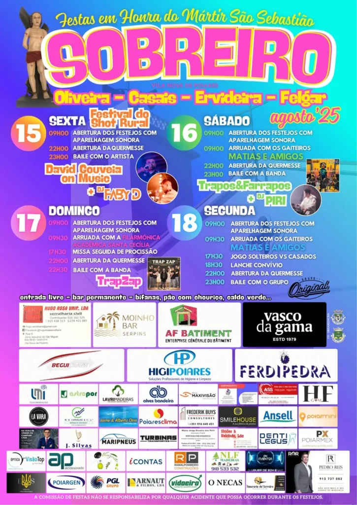 Festas de São Sebastião 2025 em Sobreiro