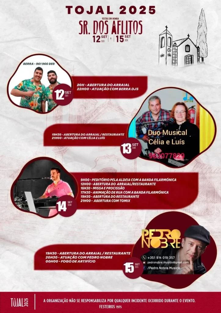 Festas do Senhor dos Aflitos 2025 em Tojal