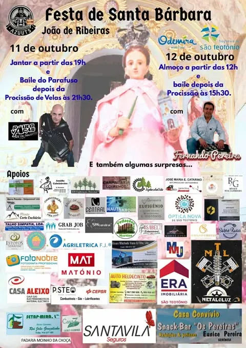 Festas de Santa Bárbara 2025 em São Teotónio