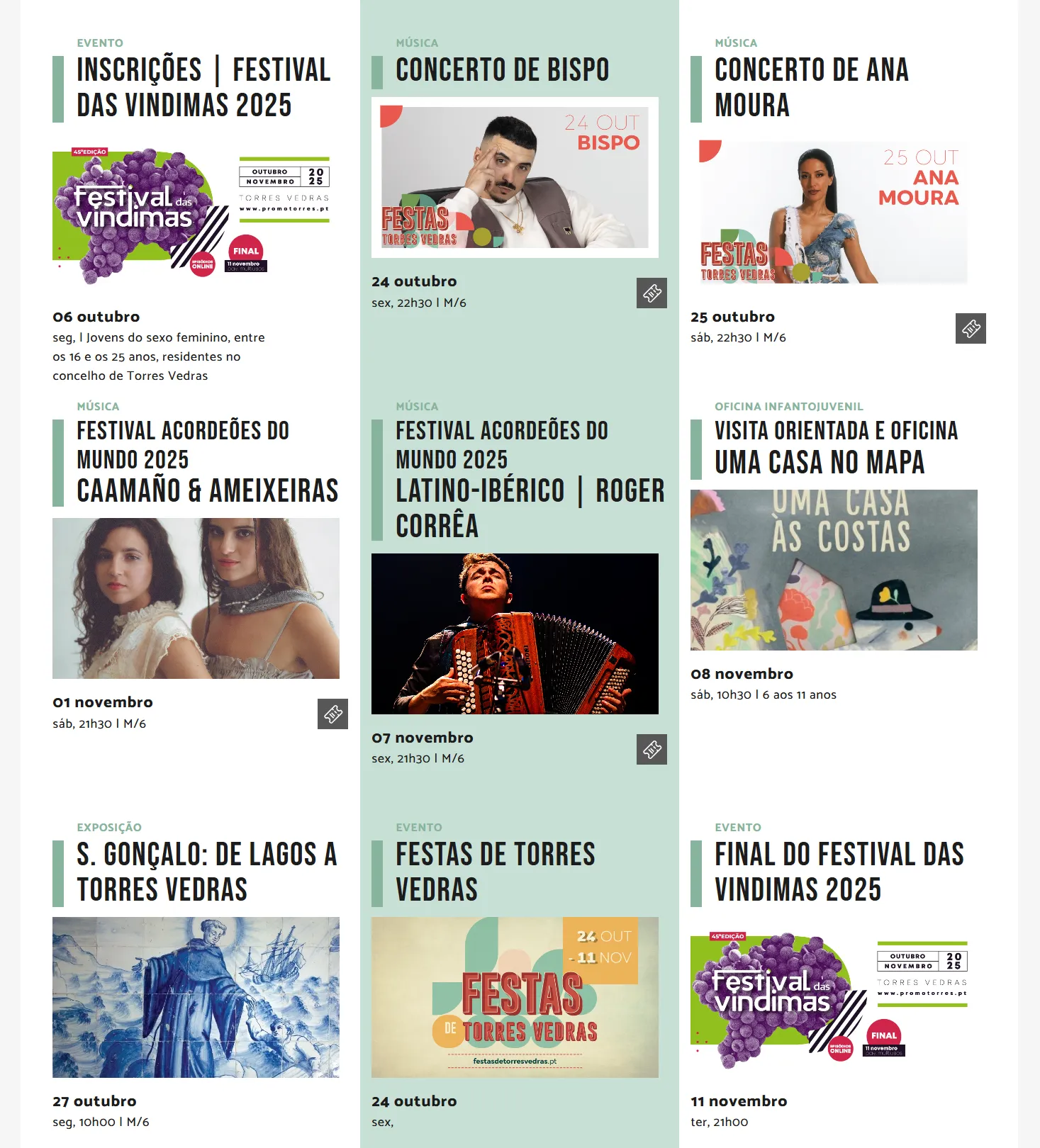 Festas de Torres Vedras 2025 - Agenda de Concertos