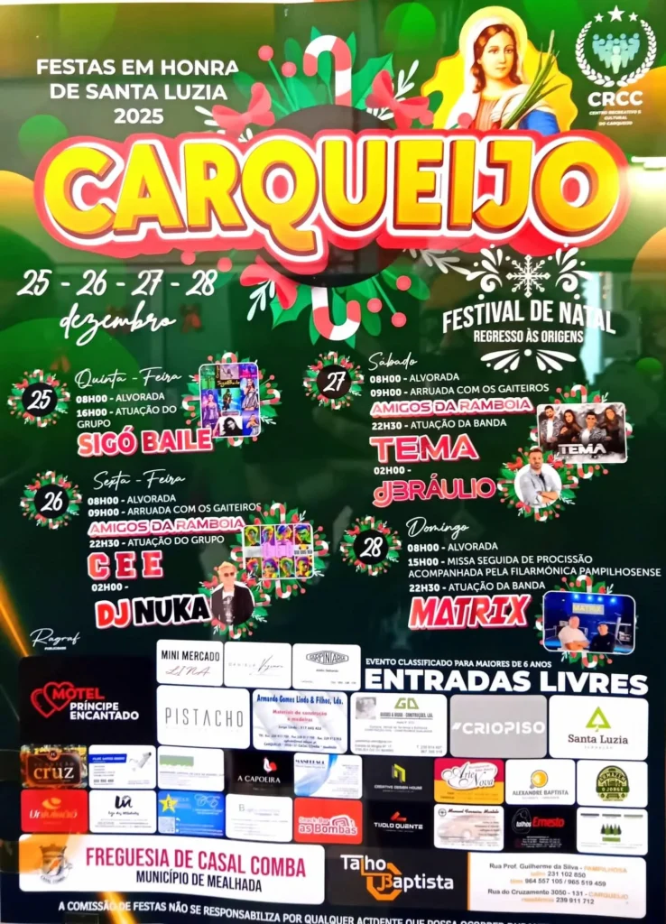 Festas de Santa Luzia 2025 em Carqueijo