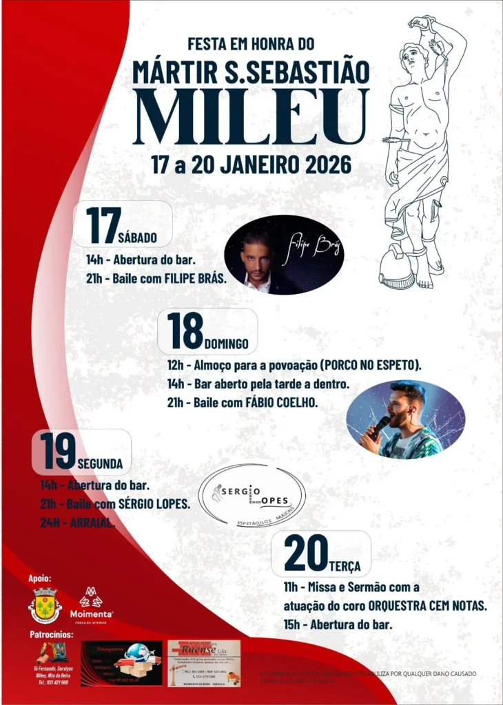 Festas de São Sebastião 2026 em Mileu
