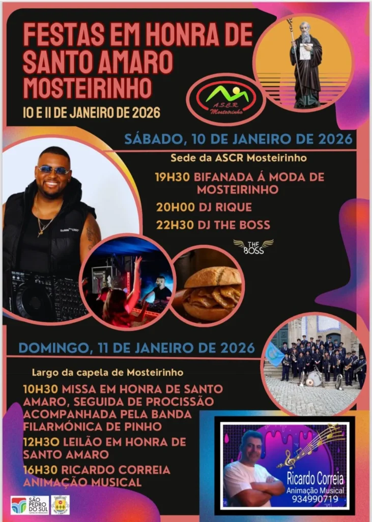 Festas de Santo Amaro 2026 em Mosteirinho