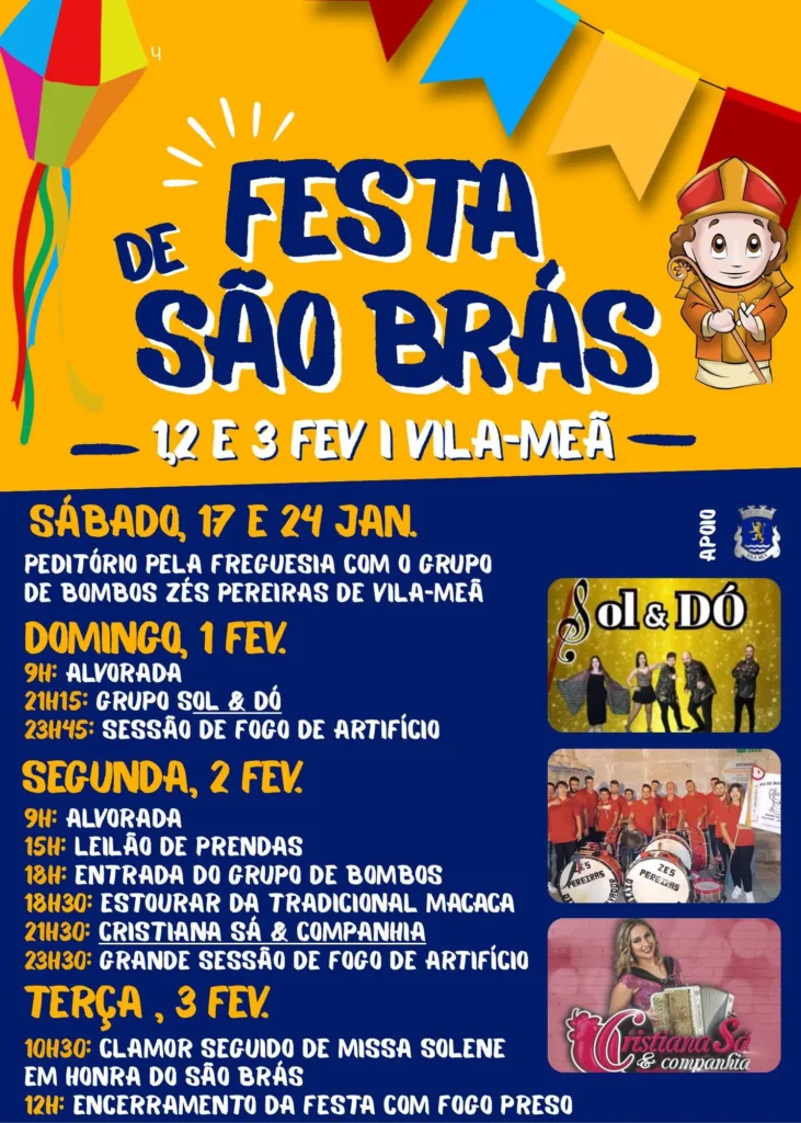Festas de São Brás 2026 em Vila Meã
