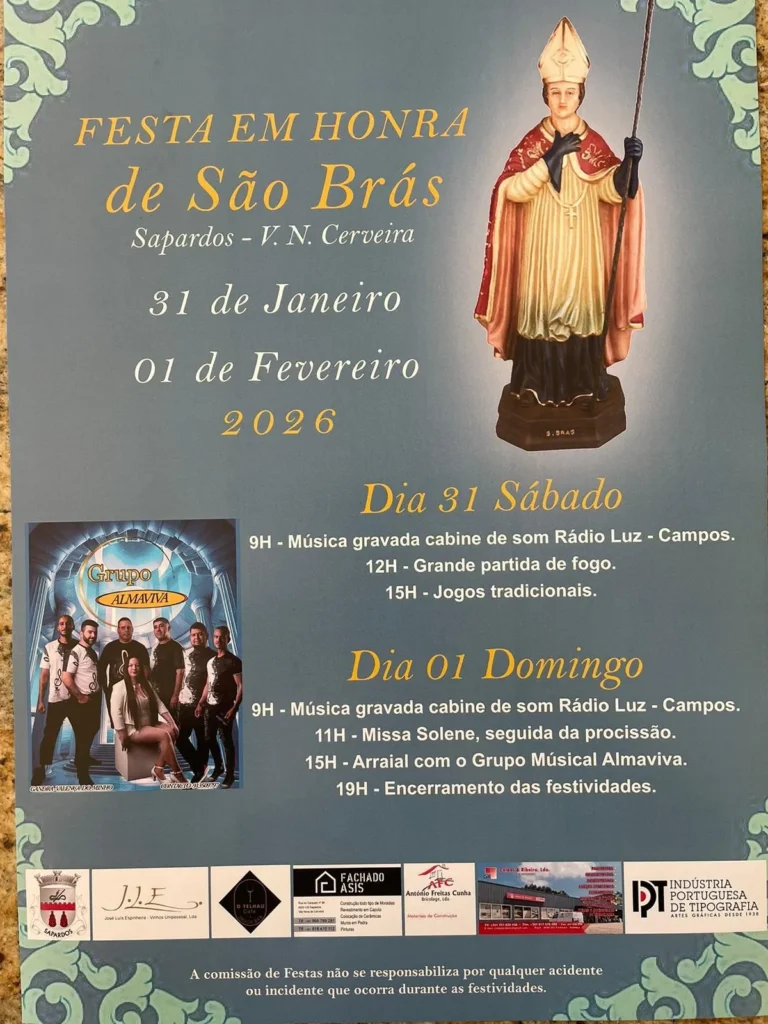 Festas de São Brás 2026 em Sapardos