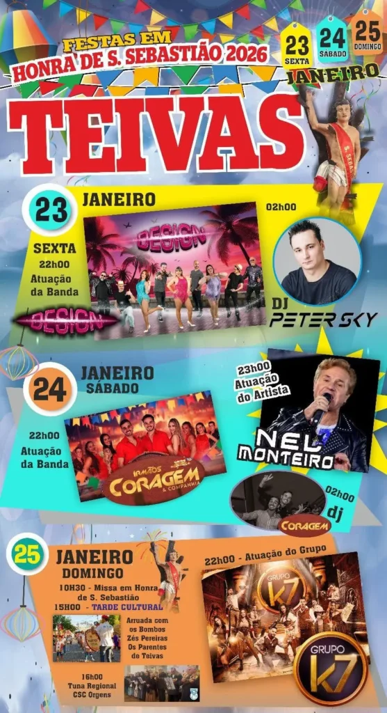 Festas de São Sebastião 2026 em Teivas