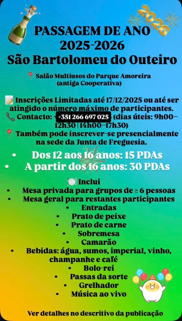Passagem de Ano de São Bartolomeu do Outeiro 2025