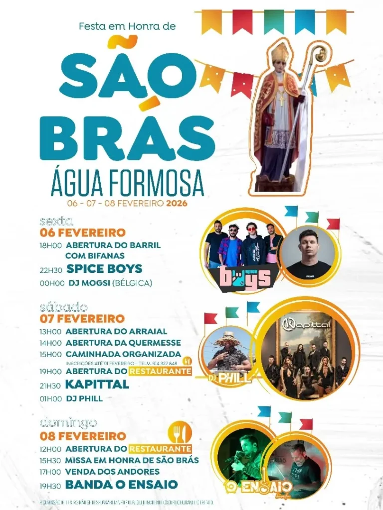 Festa de São Brás 2026 em Água Formosa