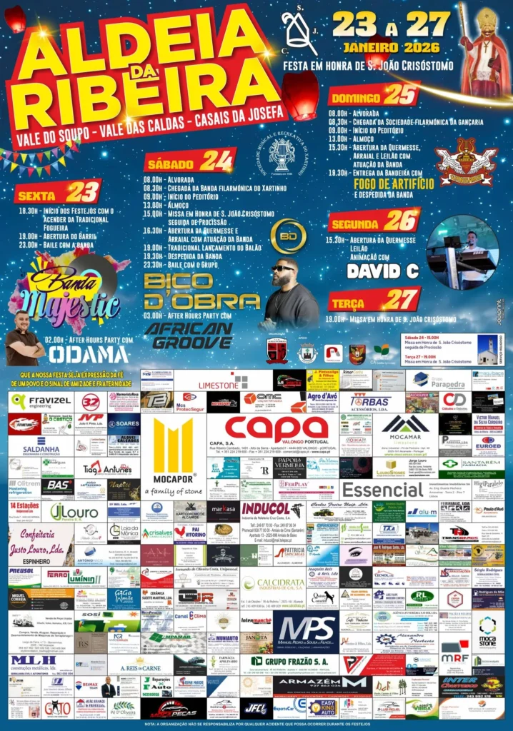 Festa de São João Crisóstomo 2026 em Aldeia da Ribeira