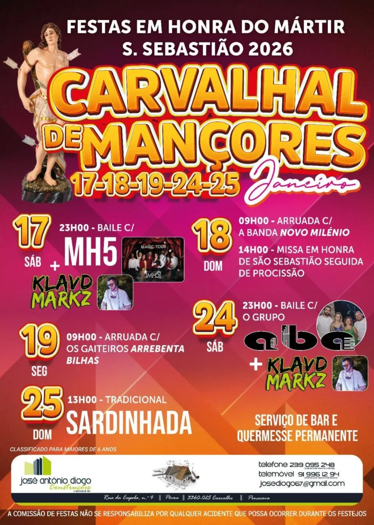 Festa de São Sebastião 2026 em Carvalhal de Mançores