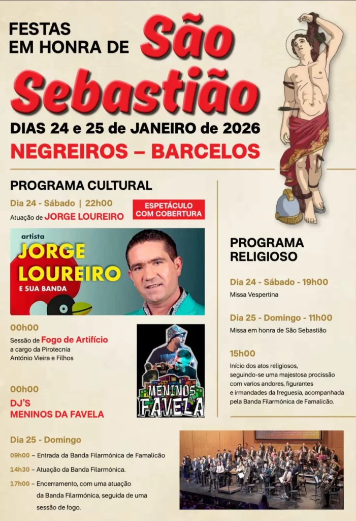 Festa de São Sebastião 2026 em Negreiros