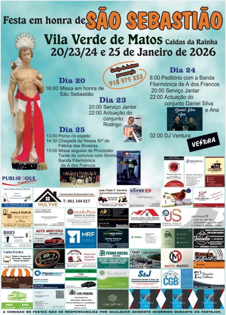 Festa de São Sebastião 2026 em Vila Verde de Matos