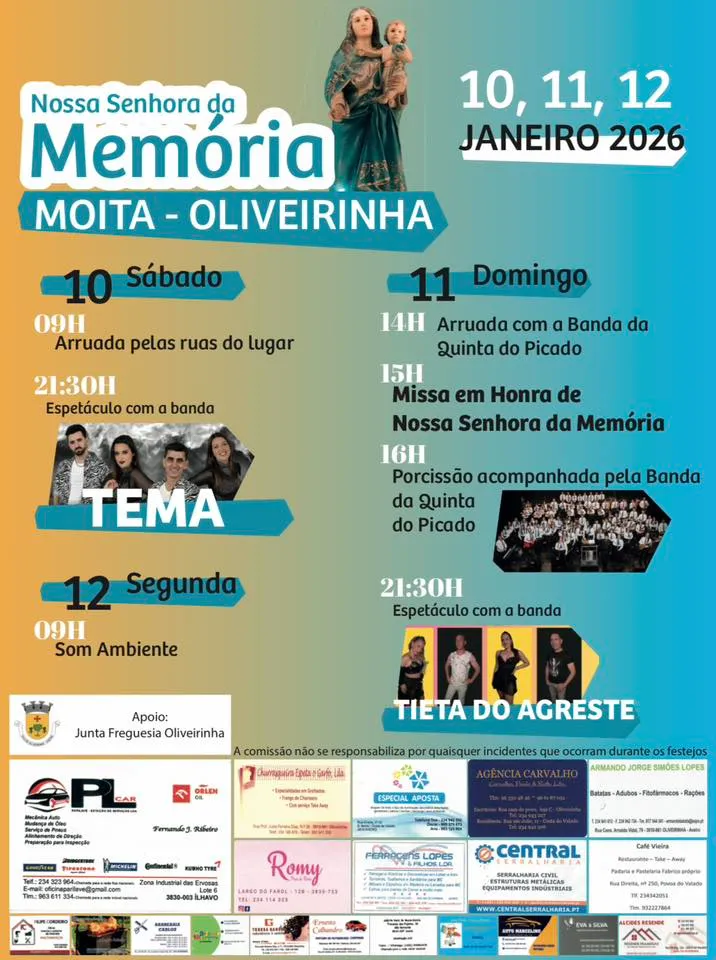 Festa da Senhora da Memória 2026 em Oliveirinha