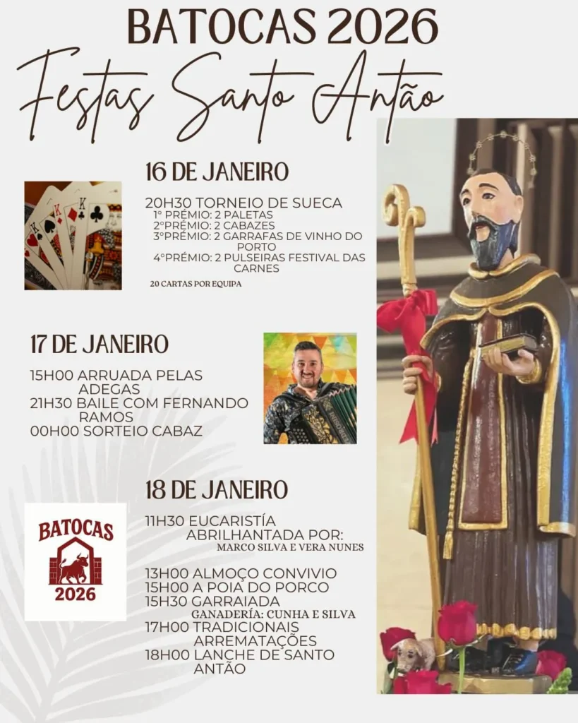 Festas de Santo Antão 2026 em Batocas