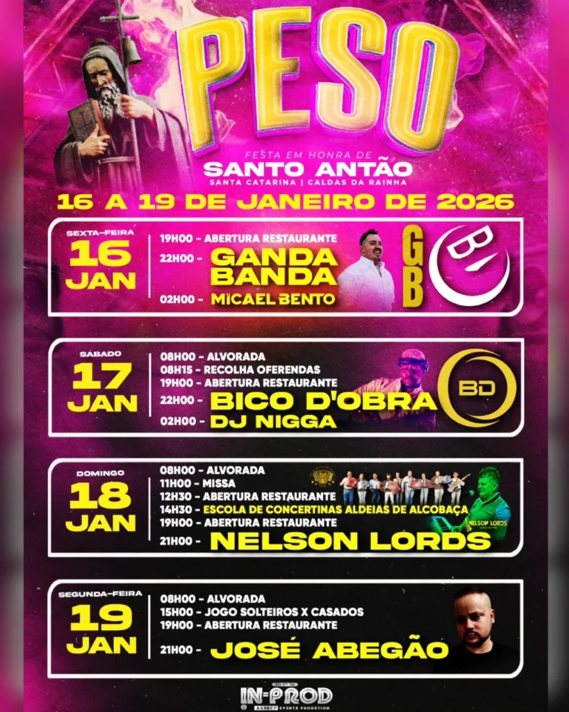 Festas de Santo Antão 2026 em Peso