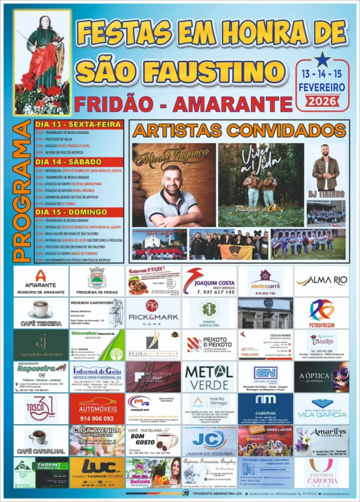 Festas de São Faustino 2026 em Fridão