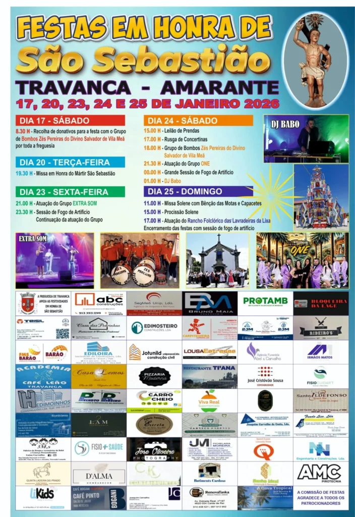 Festas de São Sebastião 2026 em Travanca