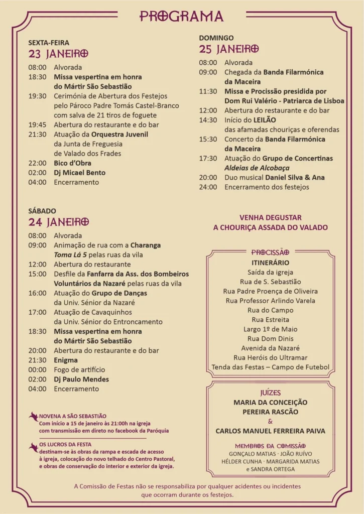 Festas de São Sebastião 2026 em Valado de Frades