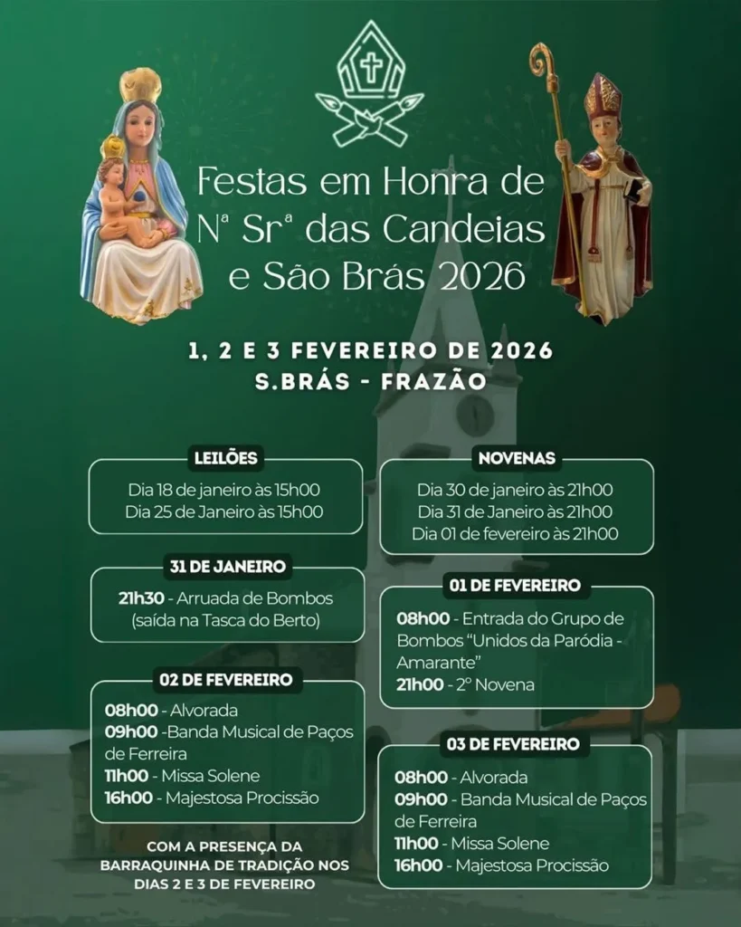 Festas da Senhora das Candeias 2026 em Frazão