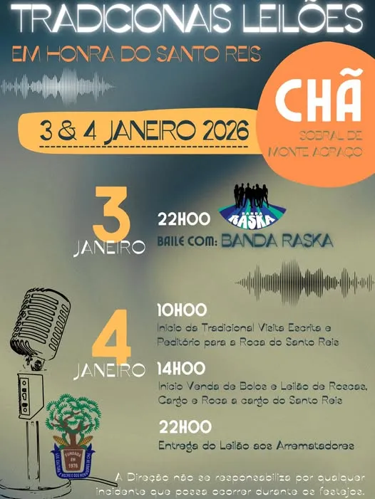 Leilões dos Reis 2026 em Chã