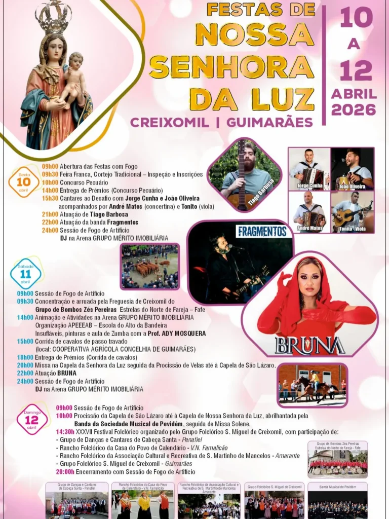 Festas de Creixomil, Guimarães (Senhora da Luz) 2026