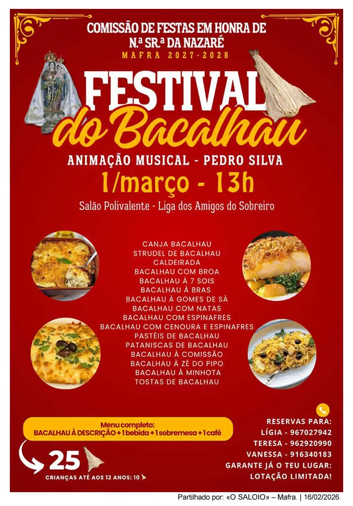 Festival do Bacalhau 2026 em Sobreiro