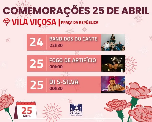Concertos do 25 de Abril 2026 em Vila Viçosa