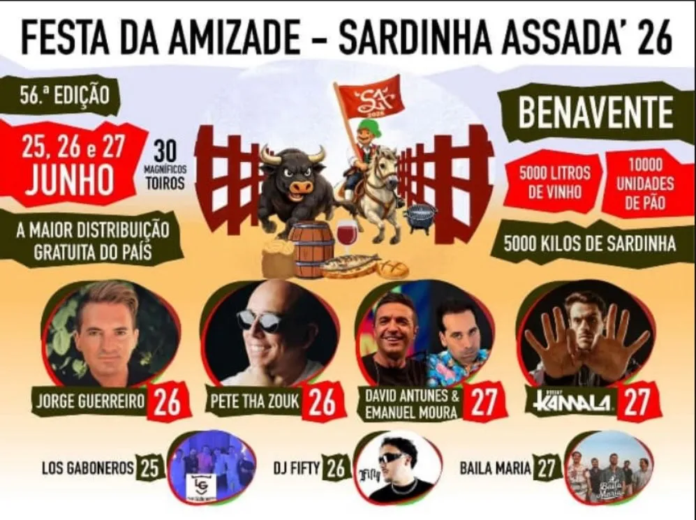 Festa da Amizade e da Sardinha Assada 2026 em Benavente