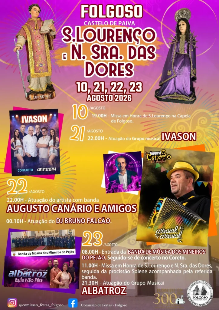 Festas de Folgoso, Castelo de Paiva (São Lourenço) 2026