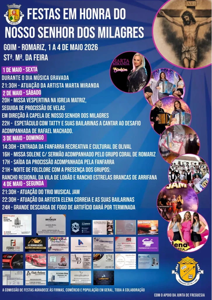 Festas de Goim, Romariz (Senhor dos Milagres) 2026