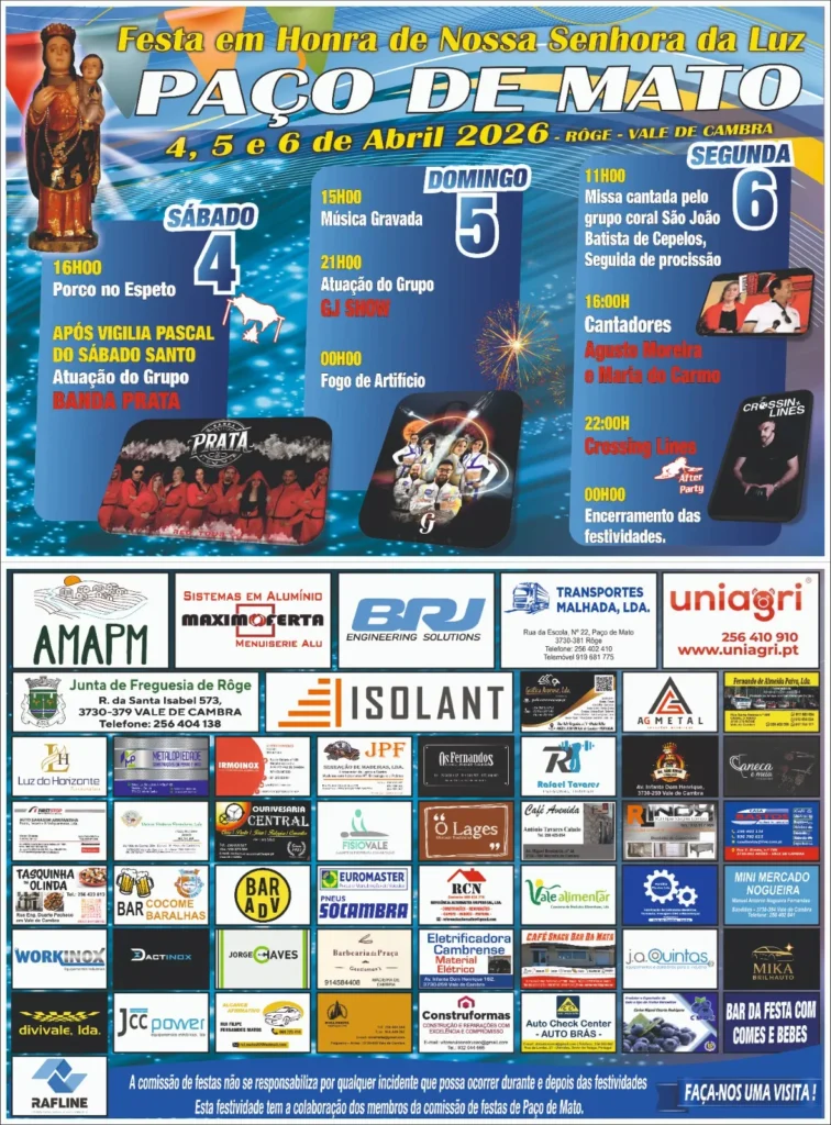 Festas Paço de Mato, Vale de Cambra (Senhora da Luz) 2026