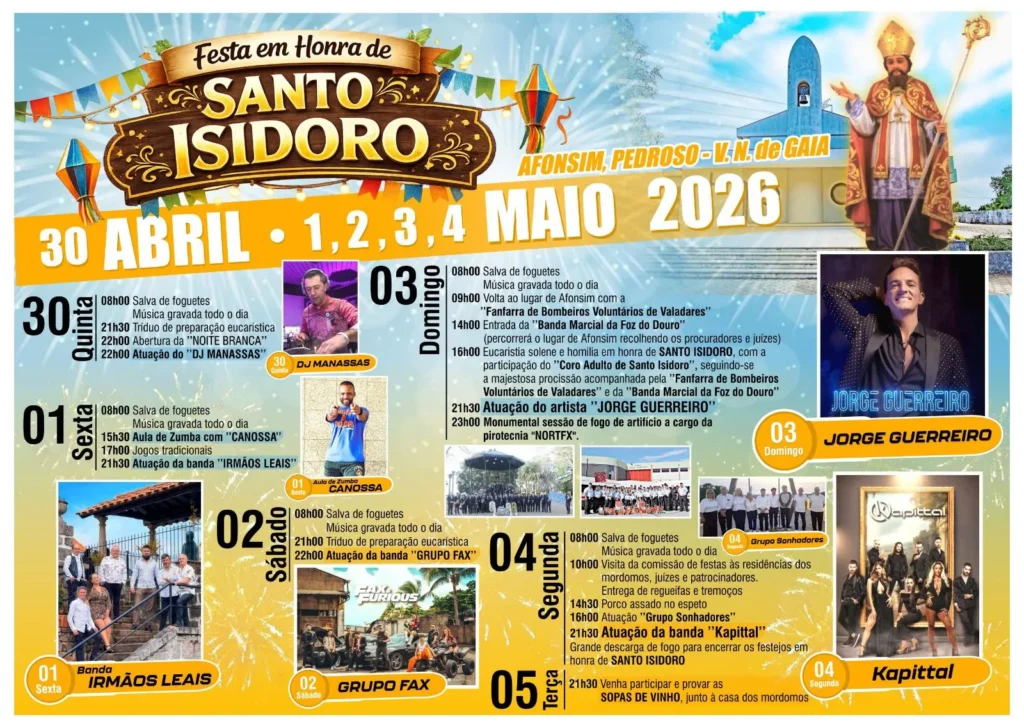 Festas de Afonsim, Pedroso (Santo Isidoro) 2026