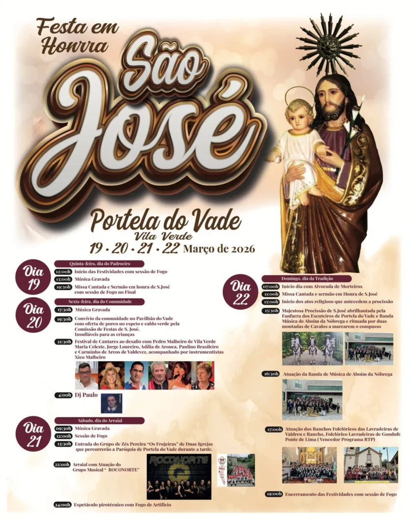 Festas da Portela do Vade, Vila Verde (São José) 2026