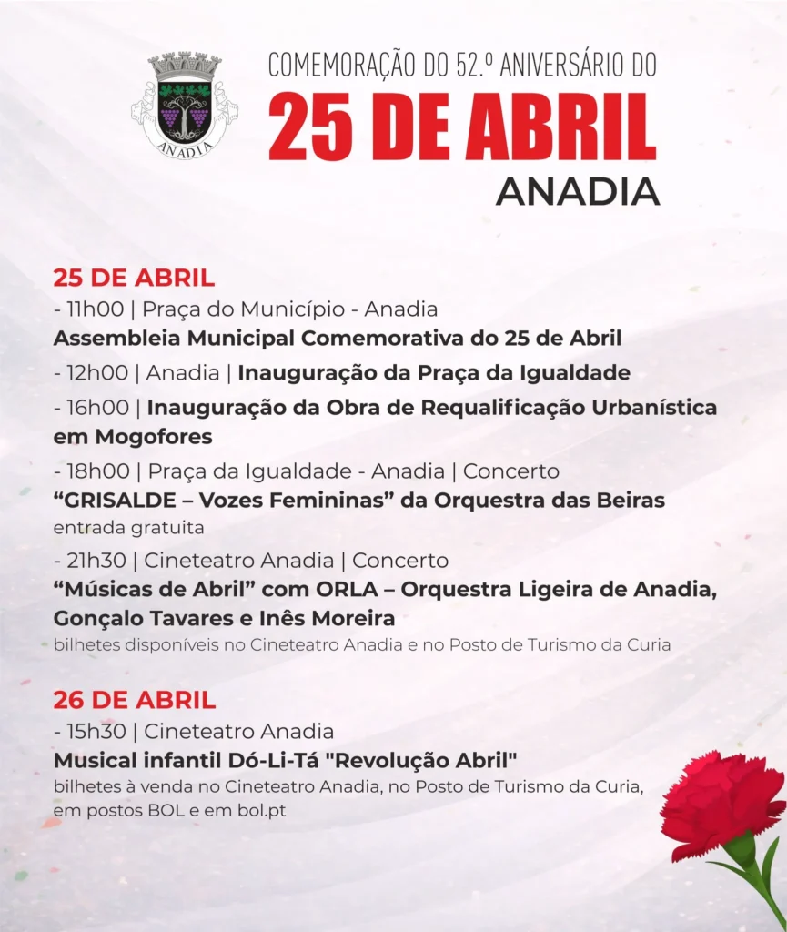 Concertos do 25 de Abril 2026 em Anadia