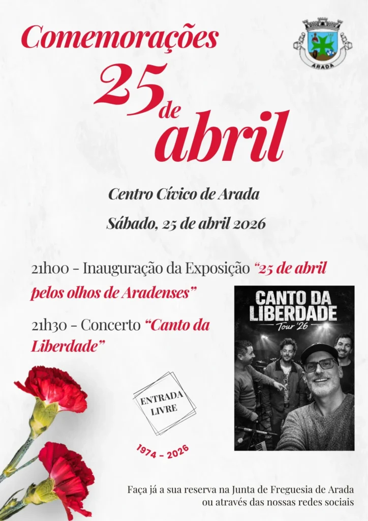 Concertos do 25 de Abril 2026 em Arada